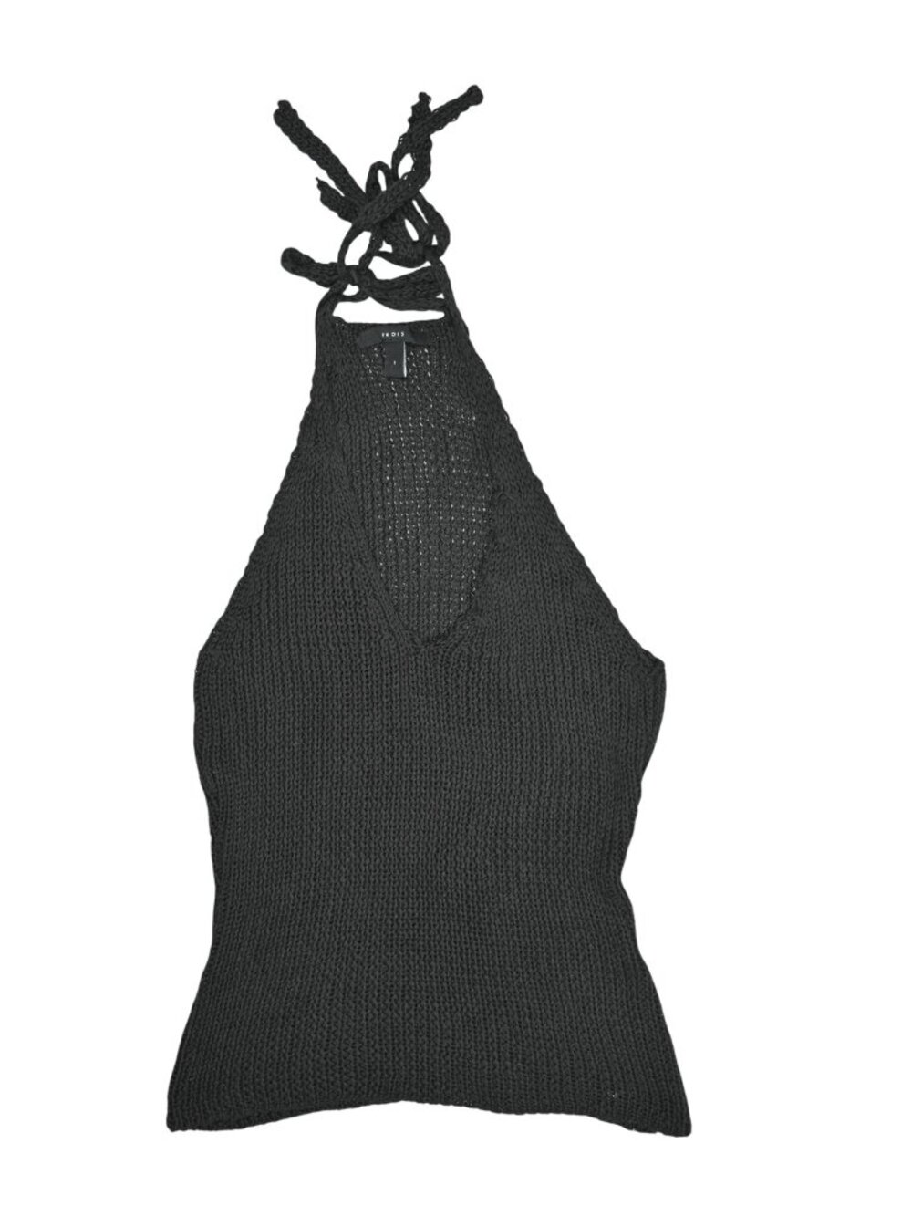 Trois The Label Crochet V-Neck Tank Top in Black